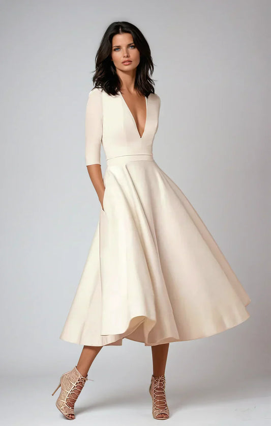Abito Elegante da Cerimonia Donna a Linea Midi – Raffinato, Femminile, Comodo