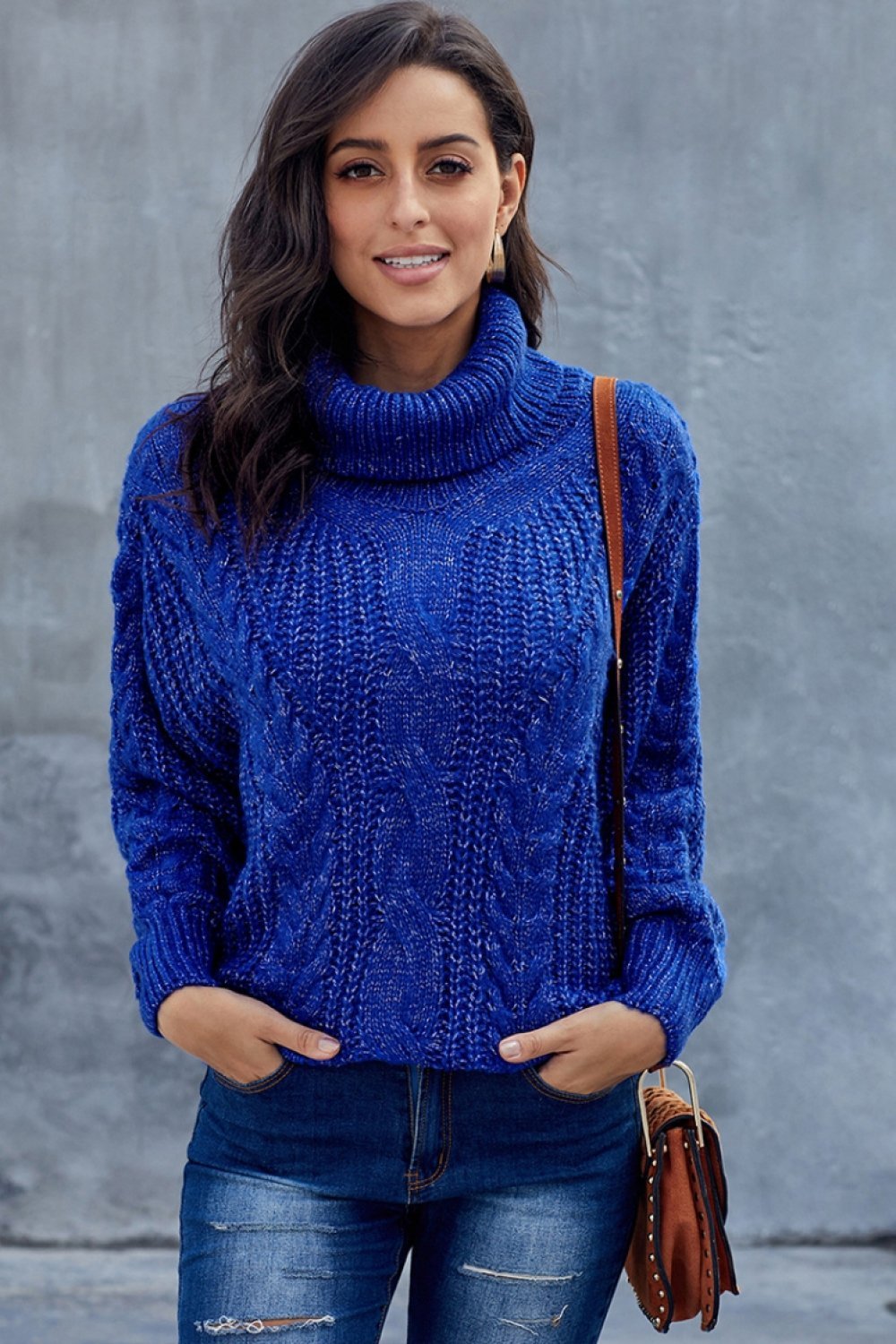 Maglione a trecce grosso da donna | Dolcevita