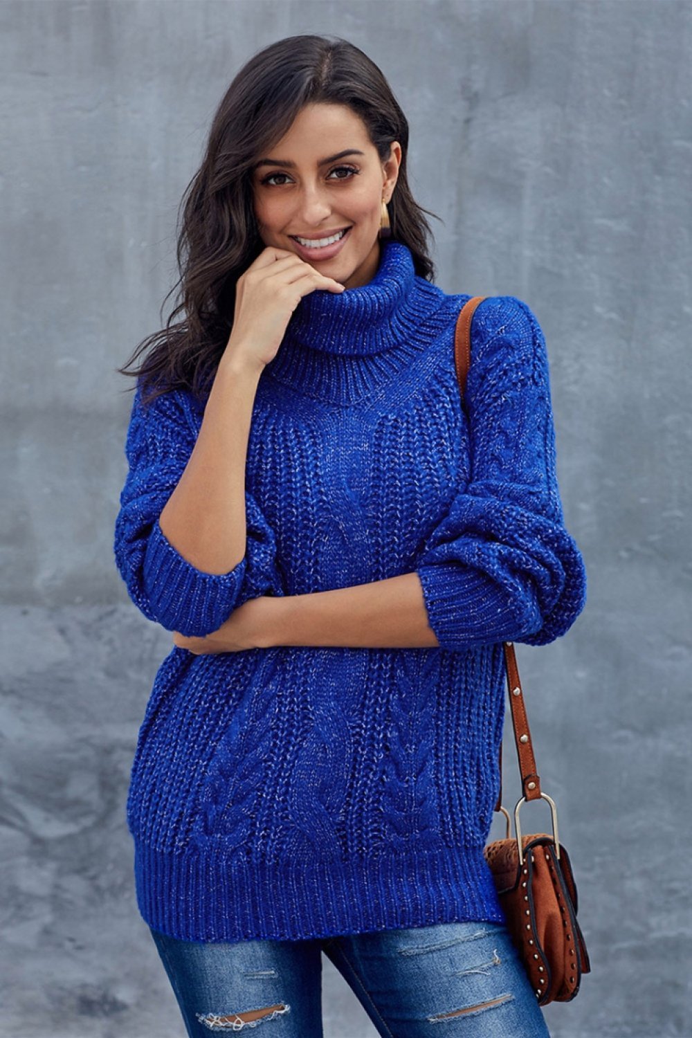 Maglione a trecce grosso da donna | Dolcevita