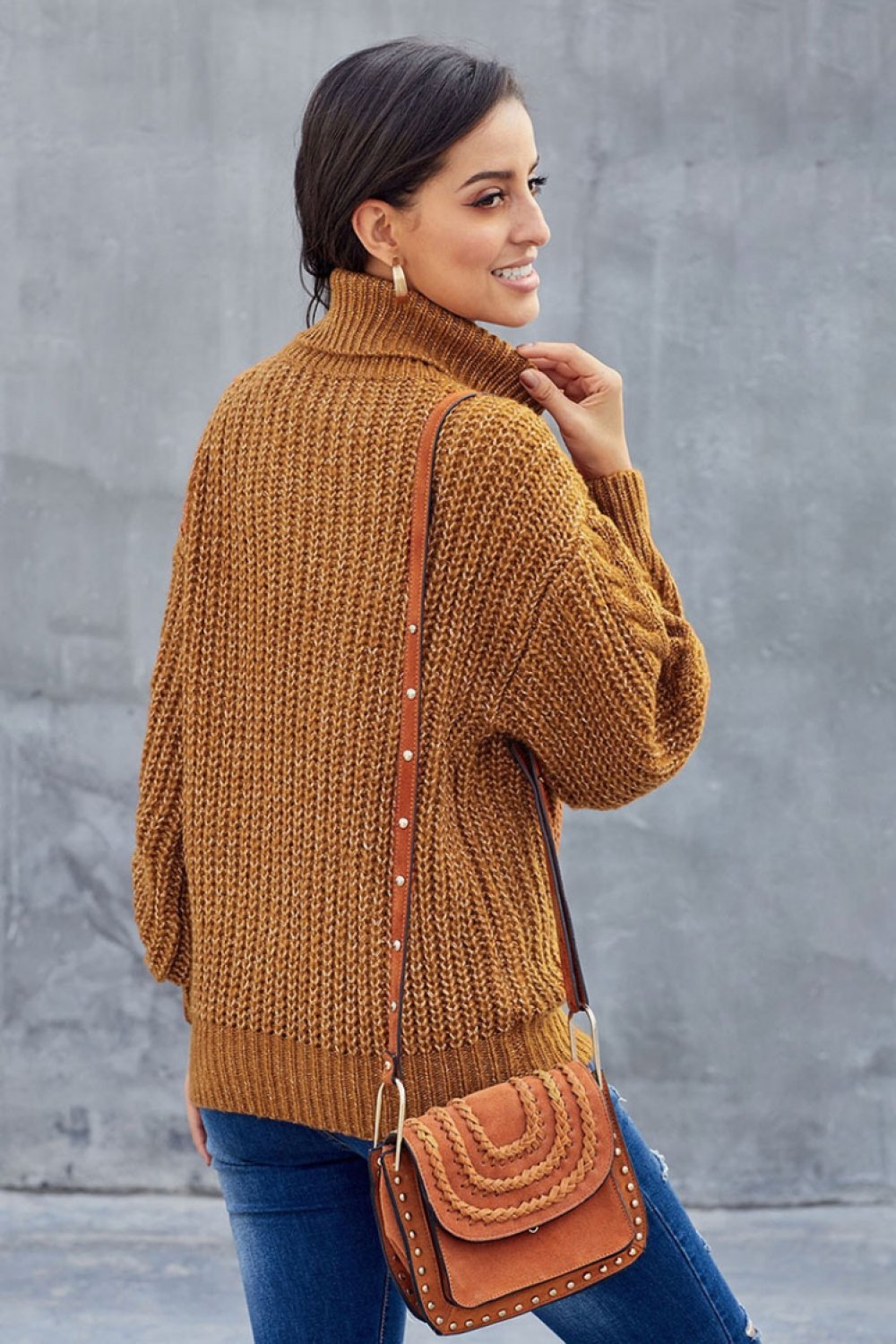 Maglione a trecce grosso da donna | Dolcevita