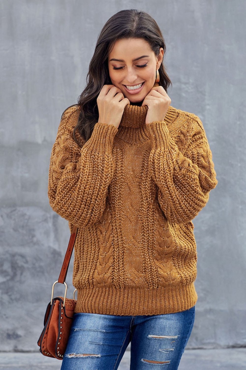 Maglione a trecce grosso da donna | Dolcevita