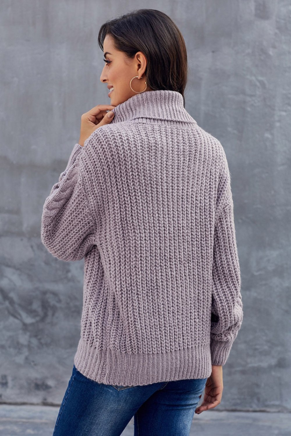 Maglione a trecce grosso da donna | Dolcevita