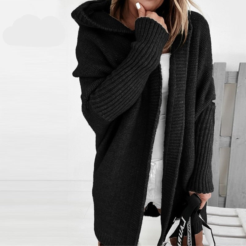 Cardigan lungo da donna | Con cappuccio