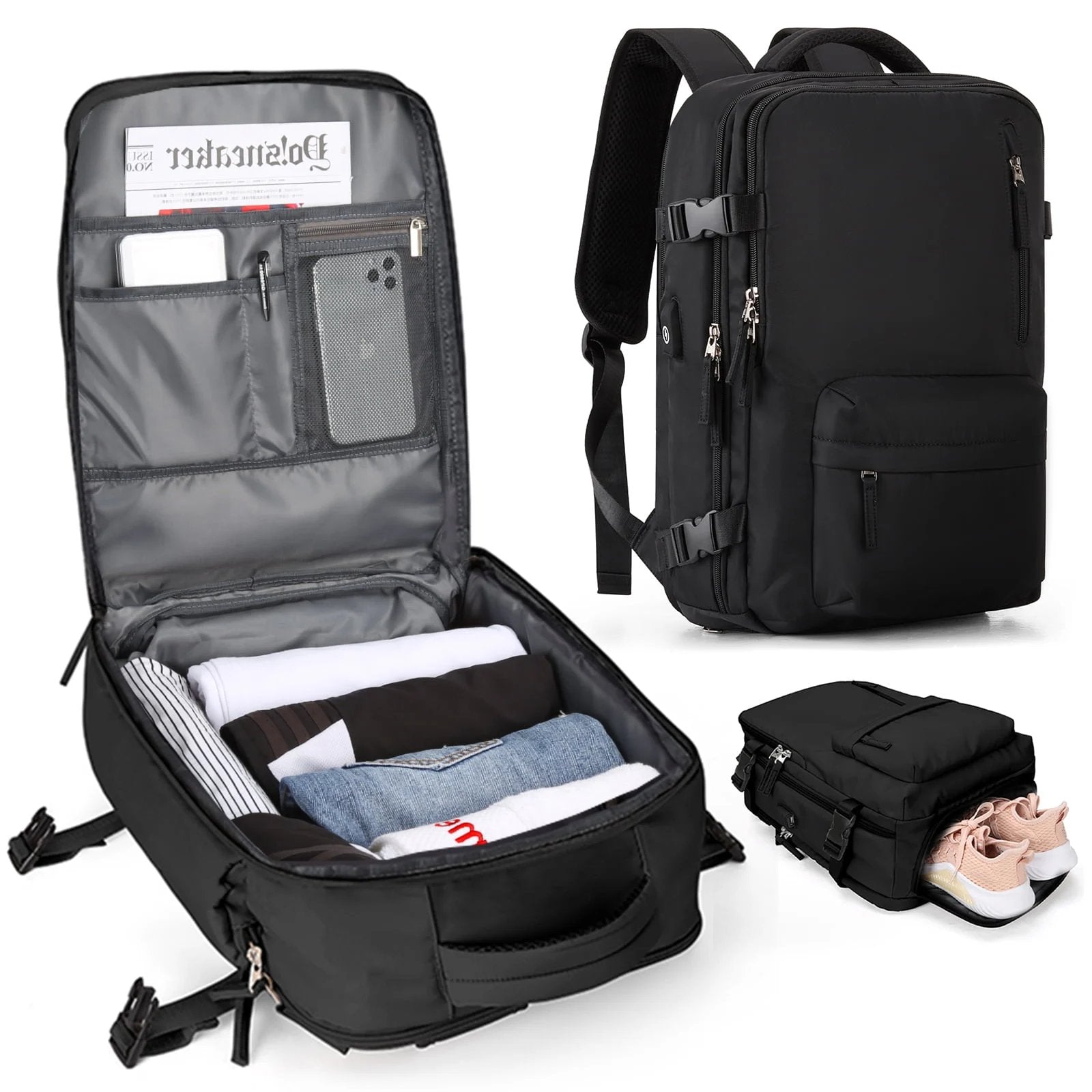 Zaino da Viaggio Impermeabile Medio per Laptop – Borsa da 35L Leggera e Resistente per Escursioni, Campeggio, Trekking e Viaggi – per Uomo e Donna