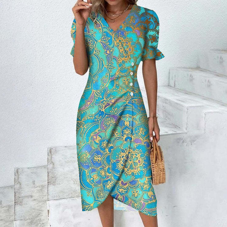 Abito midi da donna con bottoni – stile casual chic estivo