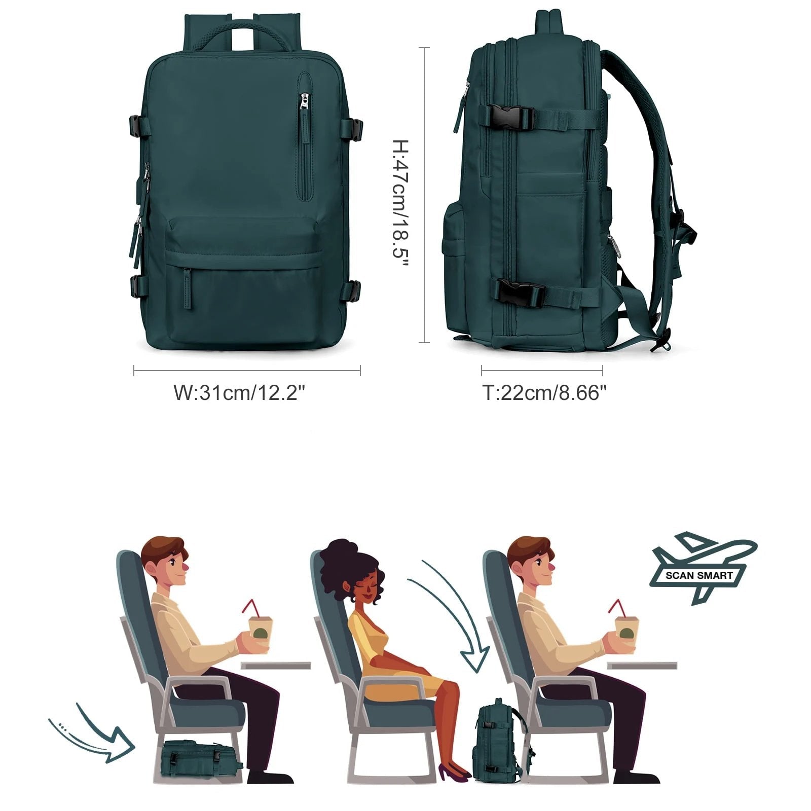 Zaino da Viaggio Impermeabile Medio per Laptop – Borsa da 35L Leggera e Resistente per Escursioni, Campeggio, Trekking e Viaggi – per Uomo e Donna