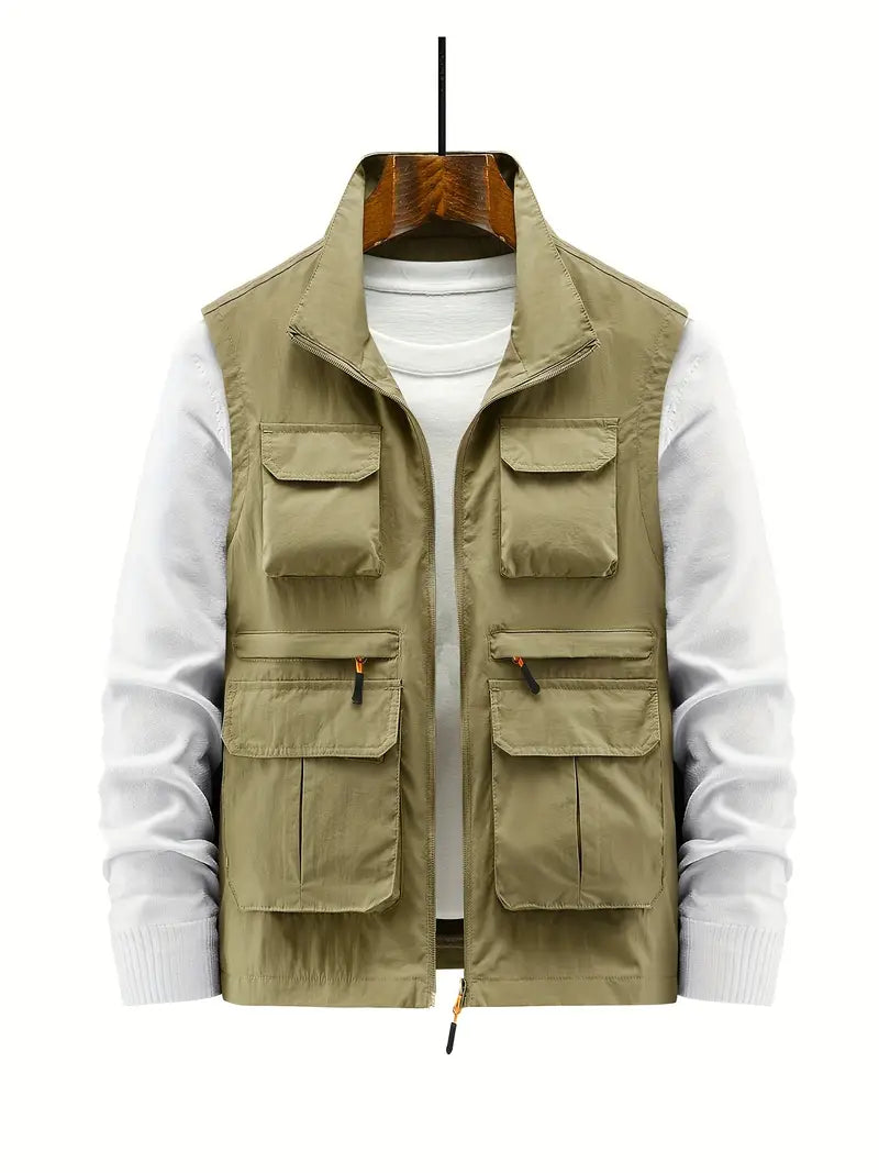 Gilet da uomo con zip multi-tasche