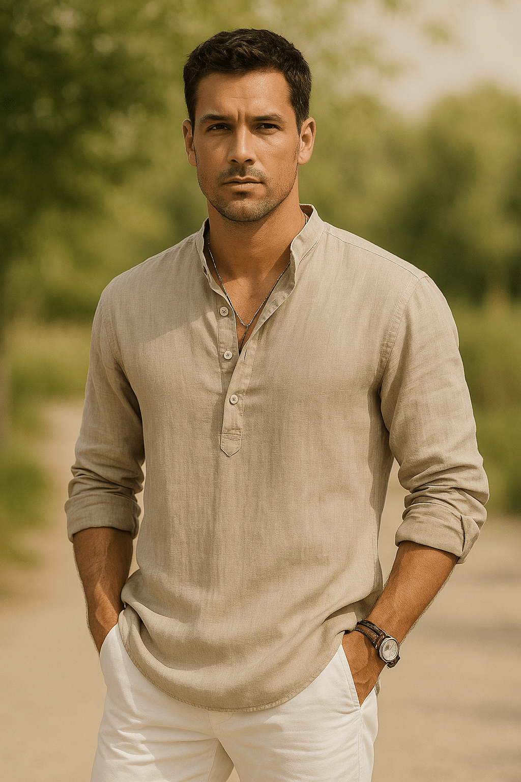Elegante camicia in lino per uomo