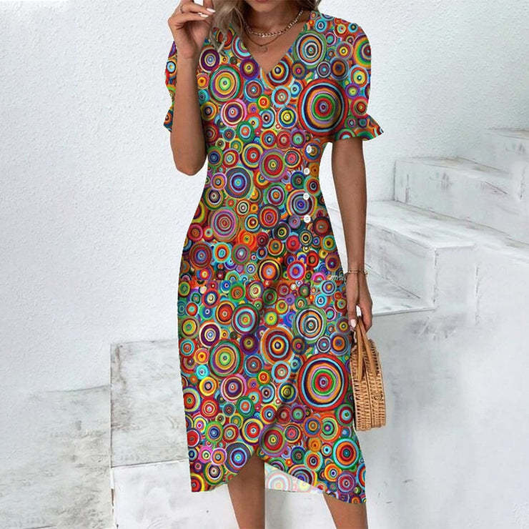 Abito midi da donna con bottoni – stile casual chic estivo