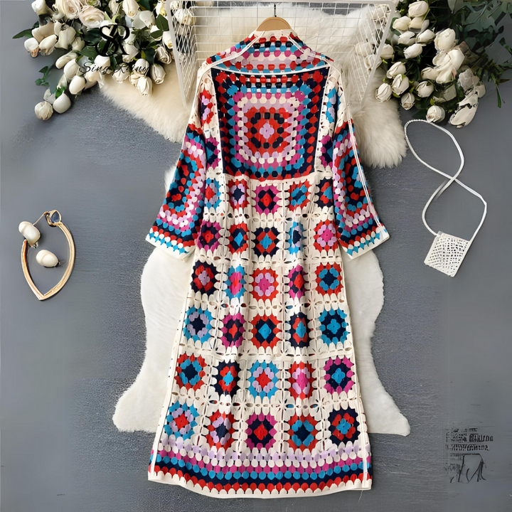 Elegante cardigan lungo colorato per donna - Maglia aperta