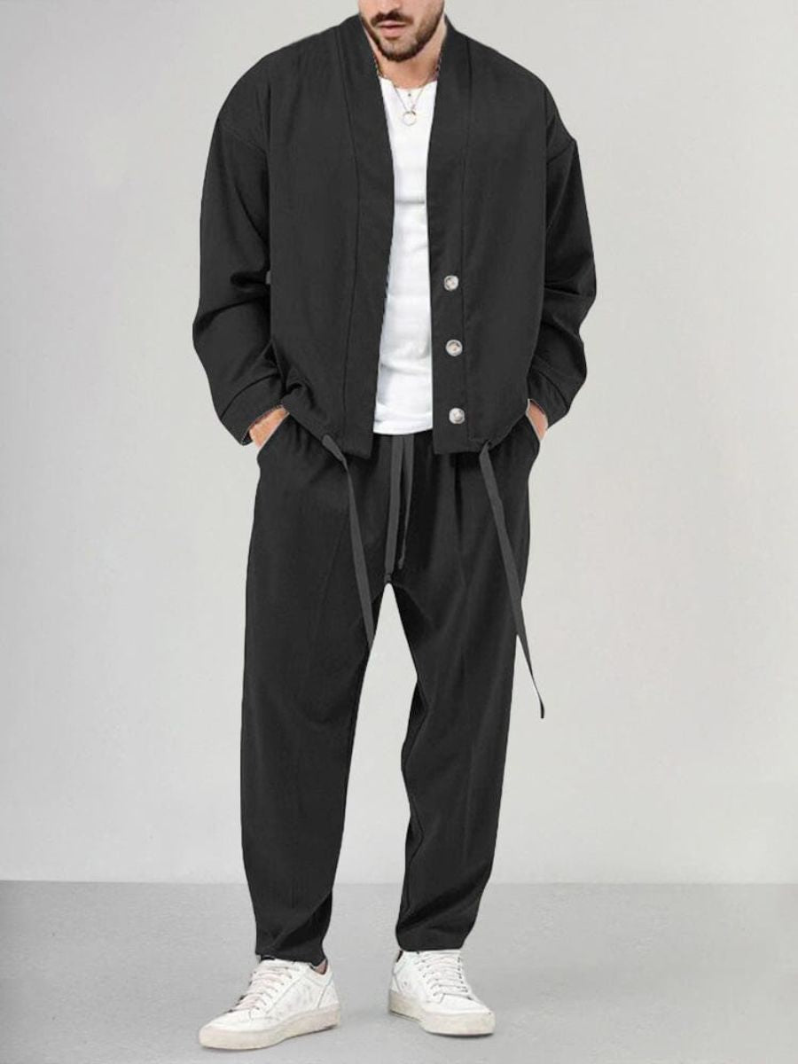 Elegante set giacca button-down e jogger da uomo