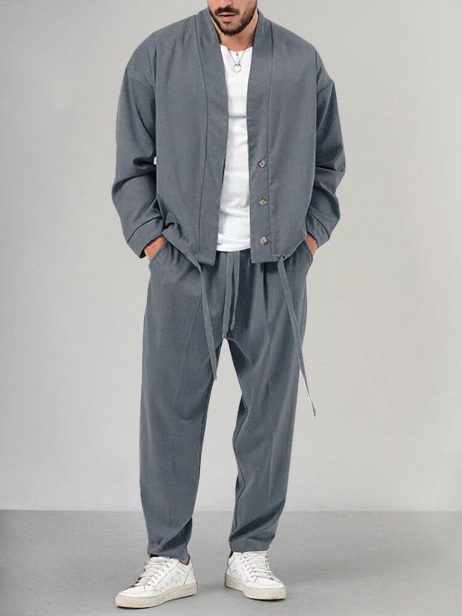 Elegante set giacca button-down e jogger da uomo