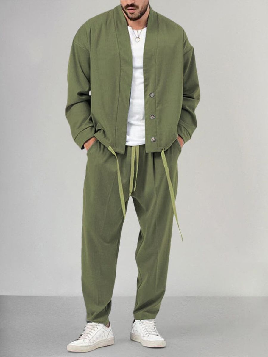 Elegante set giacca button-down e jogger da uomo
