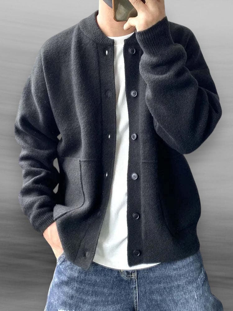 Cardigan in lana con bottoni, vestibilità ampia, da uomo: morbido e comodo da indossare tutti i giorni