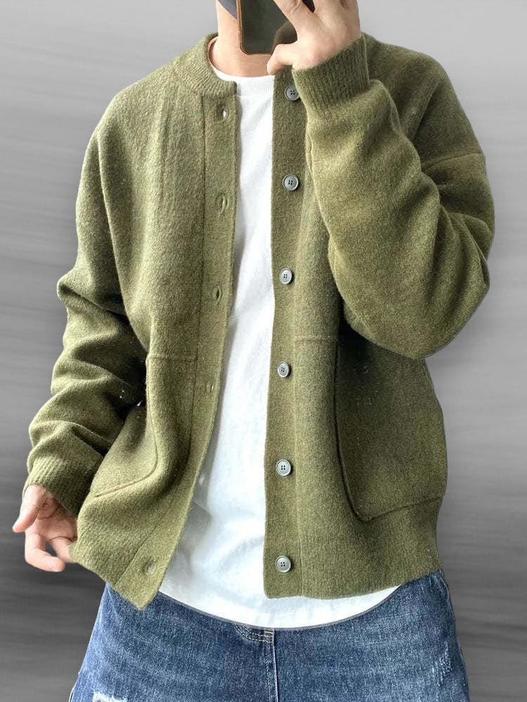 Cardigan in lana con bottoni, vestibilità ampia, da uomo: morbido e comodo da indossare tutti i giorni