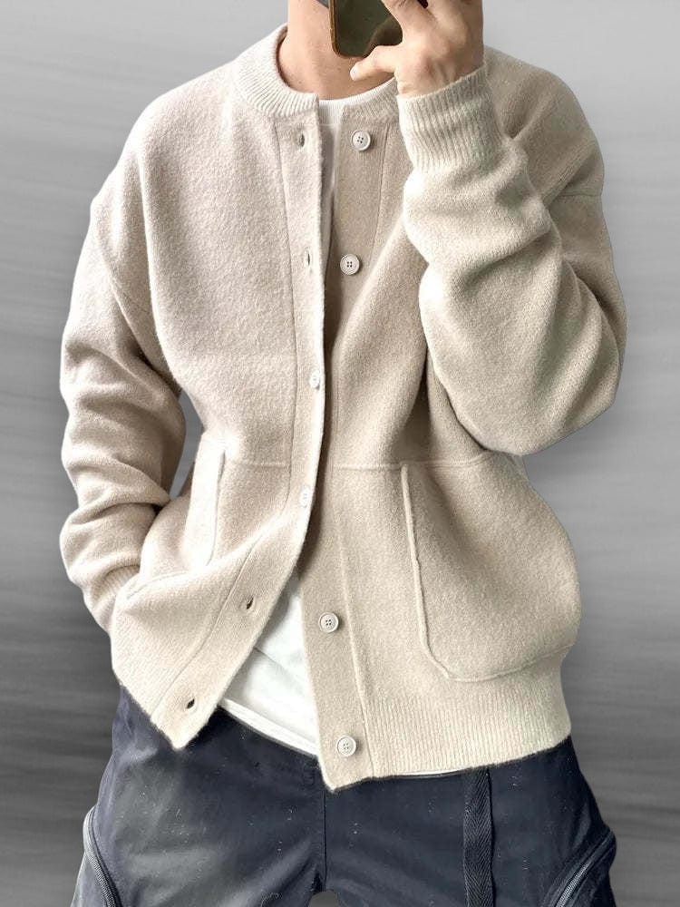 Cardigan in lana con bottoni, vestibilità ampia, da uomo: morbido e comodo da indossare tutti i giorni