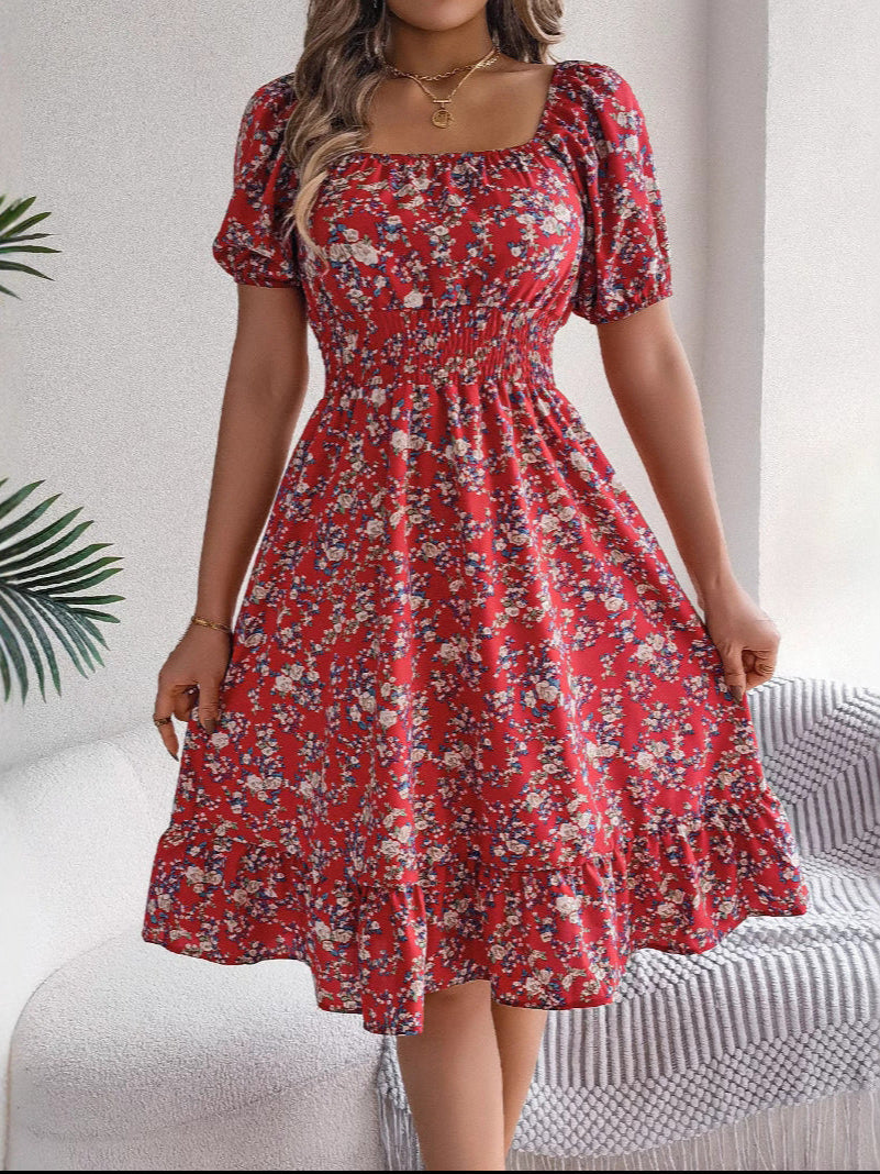 Abito estivo midi floreale casual ed elegante da donna - Elegante, lusinghiero