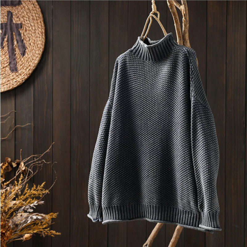 Maglione Dolcevita a Coste Lavorato a Maglia da Donna - Comfort