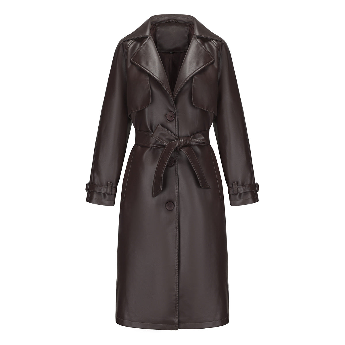 Trench lungo elegante da donna di alta qualità – Cappotto con revers larghi e cintura