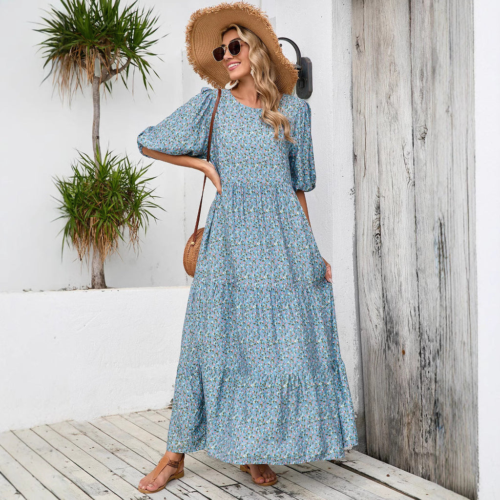 Abito lungo estivo donna con stampa floreale – stile boho chic