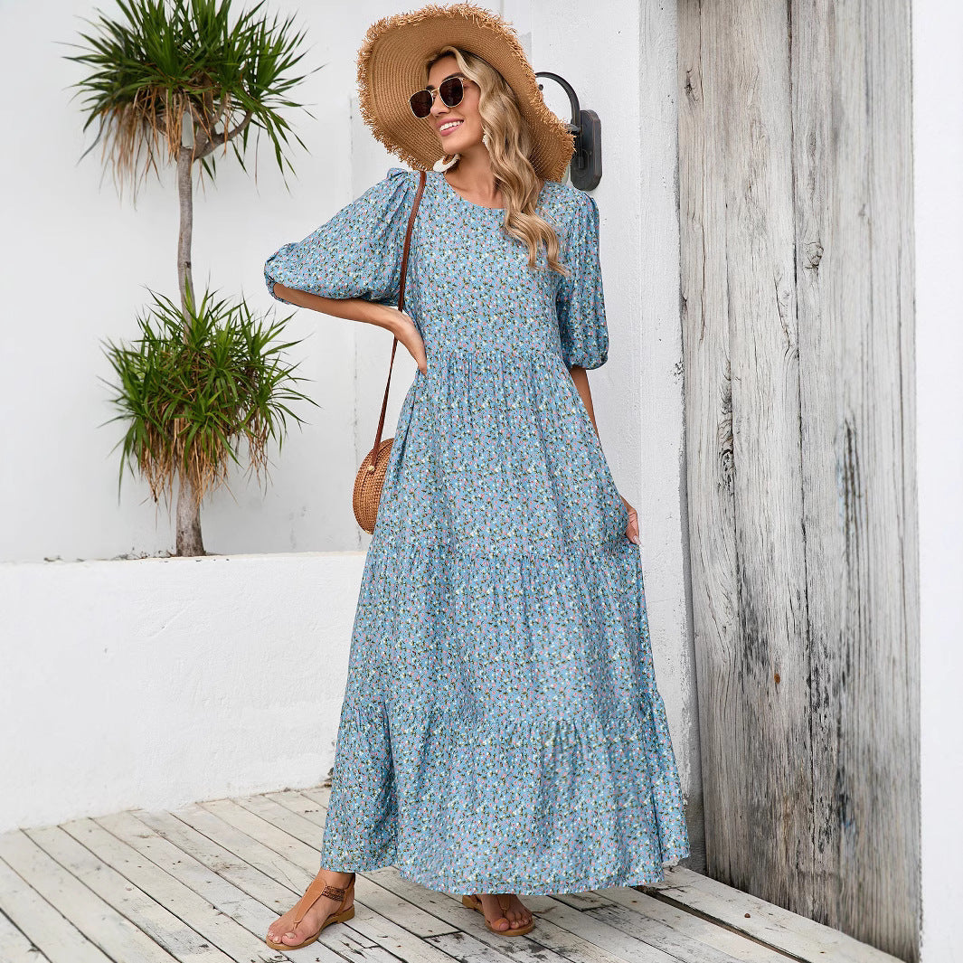 Abito lungo estivo donna con stampa floreale – stile boho chic
