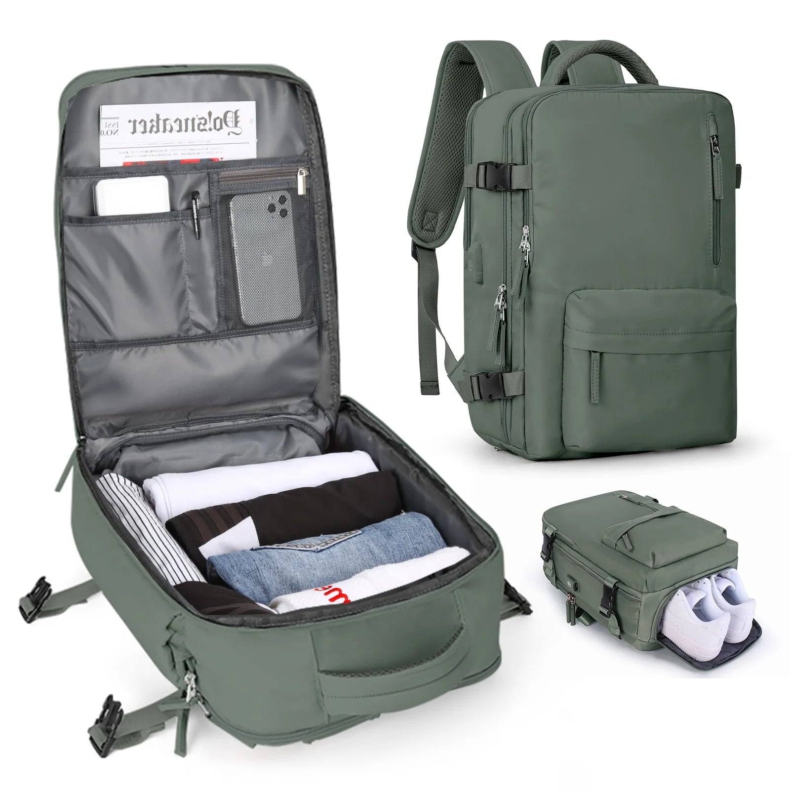 Zaino da Viaggio Impermeabile Medio per Laptop – Borsa da 35L Leggera e Resistente per Escursioni, Campeggio, Trekking e Viaggi – per Uomo e Donna