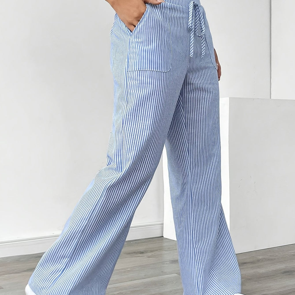 Pantaloni lounge a righe donna – vita alta e gamba larga