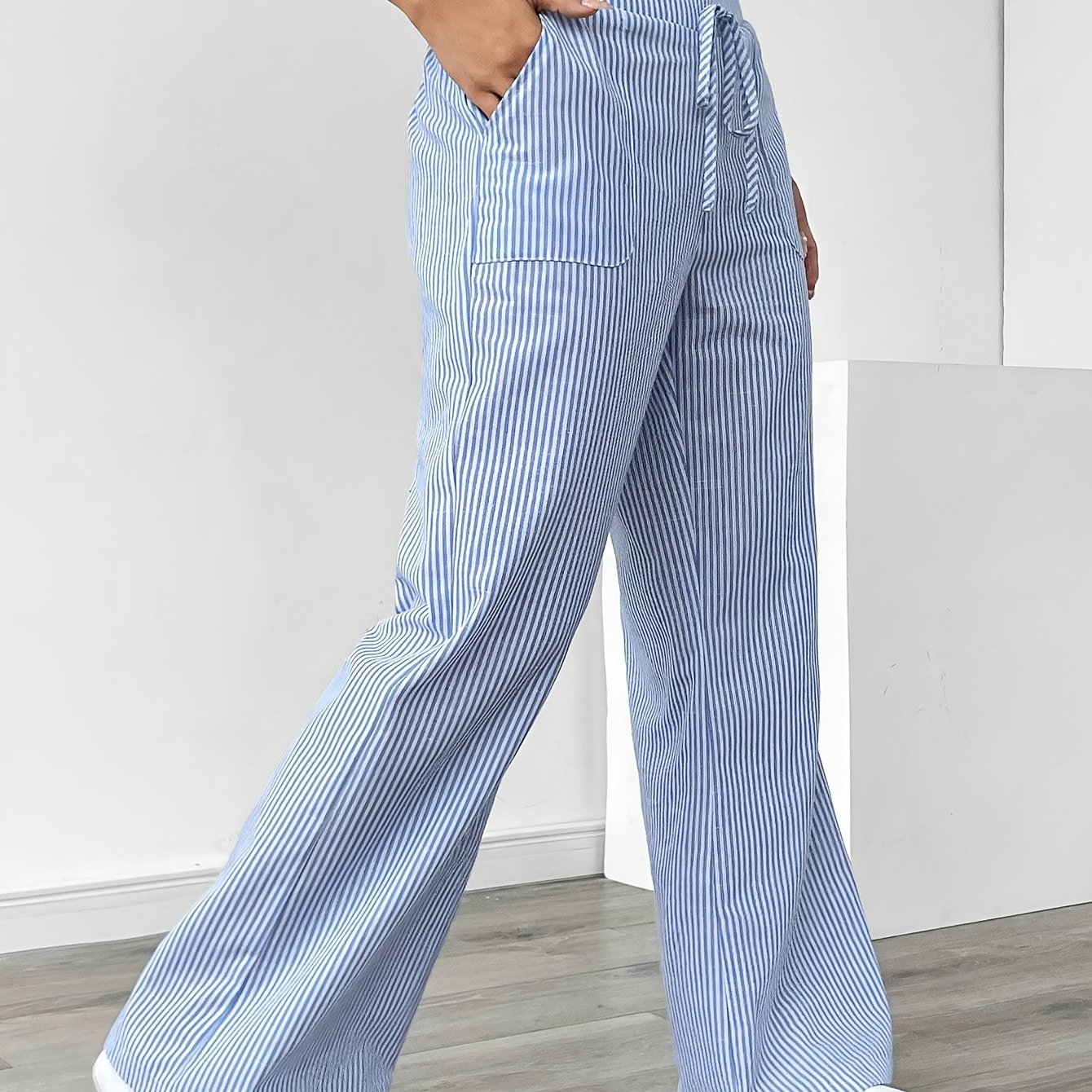 Pantaloni lounge a righe donna – vita alta e gamba larga