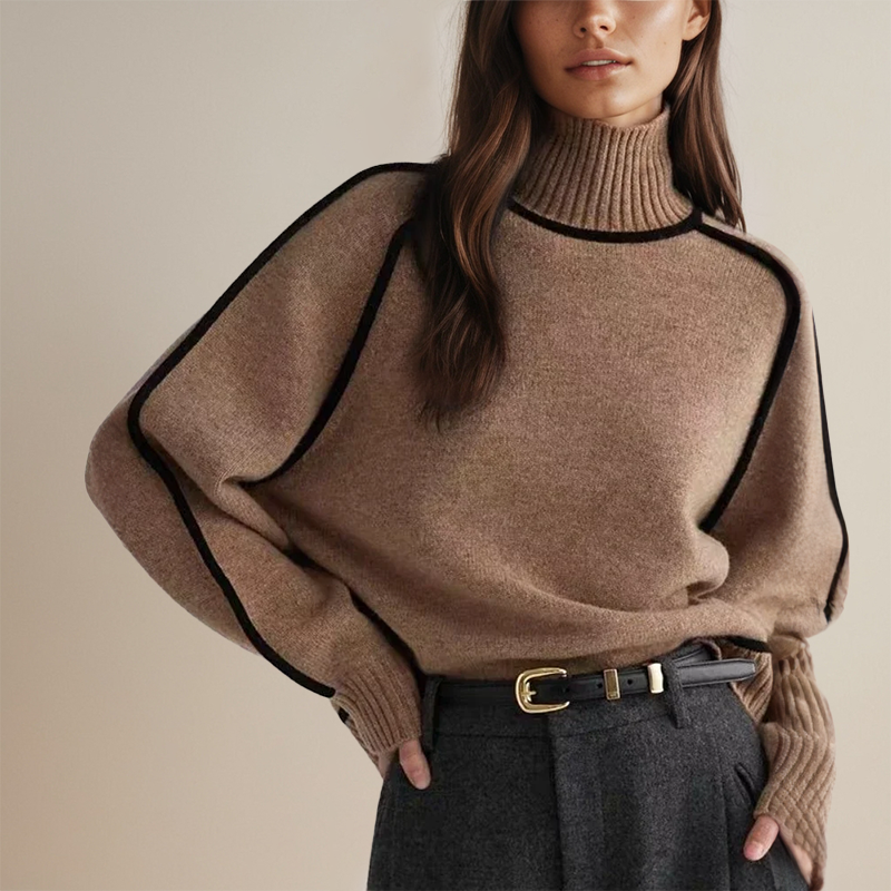 Maglione dolcevita oversize da donna in raffinata maglia morbida