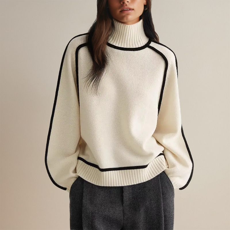 Maglione dolcevita oversize da donna in raffinata maglia morbida