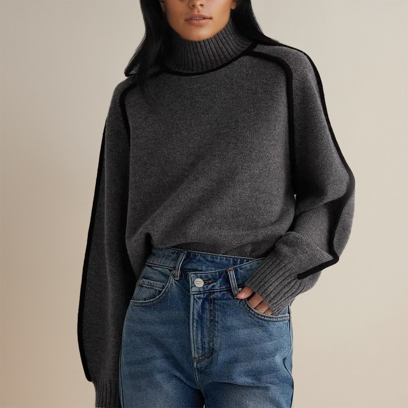 Maglione dolcevita oversize da donna in raffinata maglia morbida