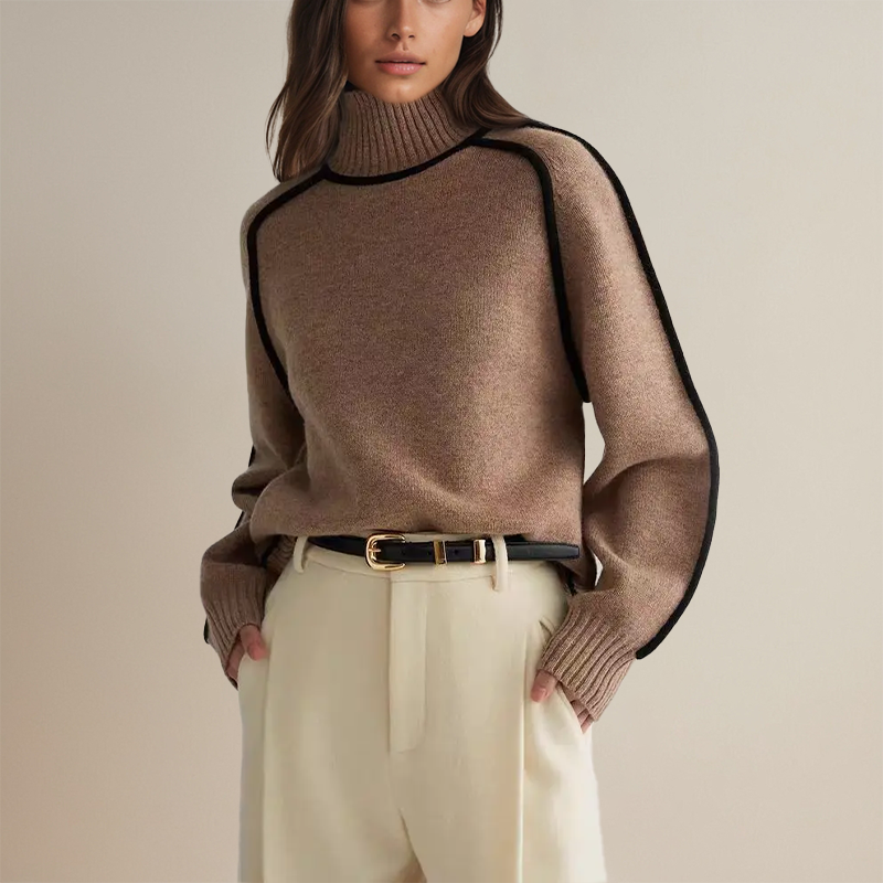 Maglione dolcevita oversize da donna in raffinata maglia morbida