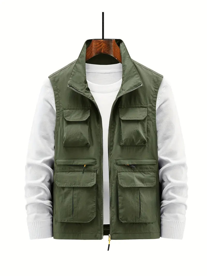 Gilet da uomo con zip multi-tasche
