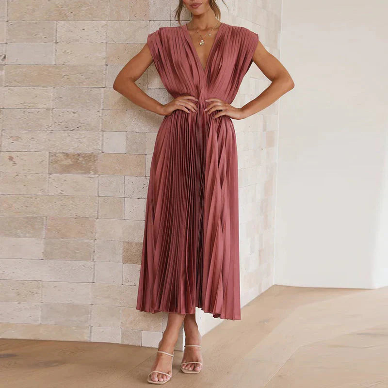 Elegante abito lungo plissettato