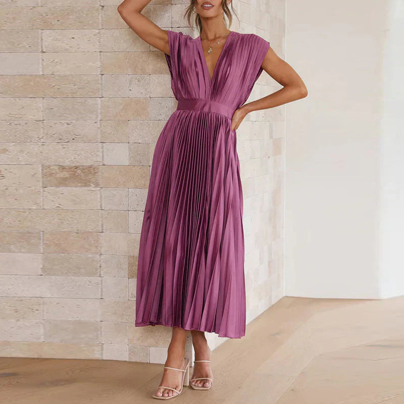Elegante abito lungo plissettato