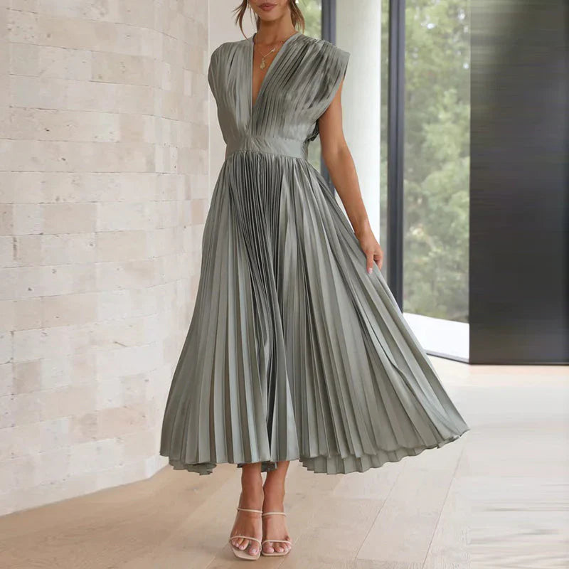 Elegante abito lungo plissettato