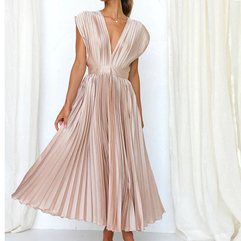 Elegante abito lungo plissettato