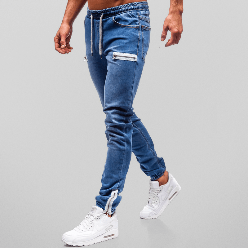 Pantaloni sartoriali da uomo in denim con coulisse ed elastico in vita