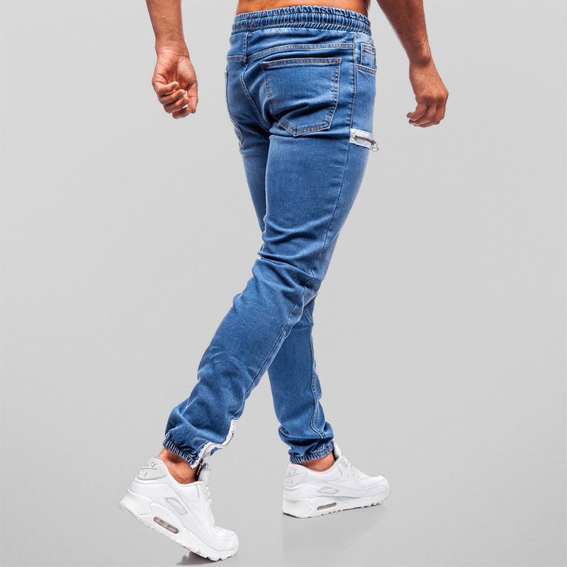 Pantaloni sartoriali da uomo in denim con coulisse ed elastico in vita