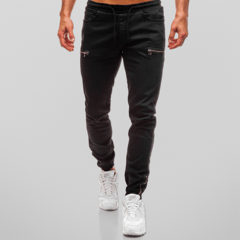 Pantaloni sartoriali da uomo in denim con coulisse ed elastico in vita
