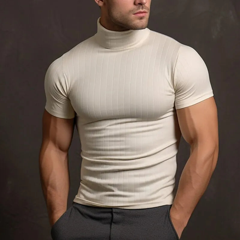 Uomo Premium Morbido traspirante Dolcevita Slim Fit T Shirt