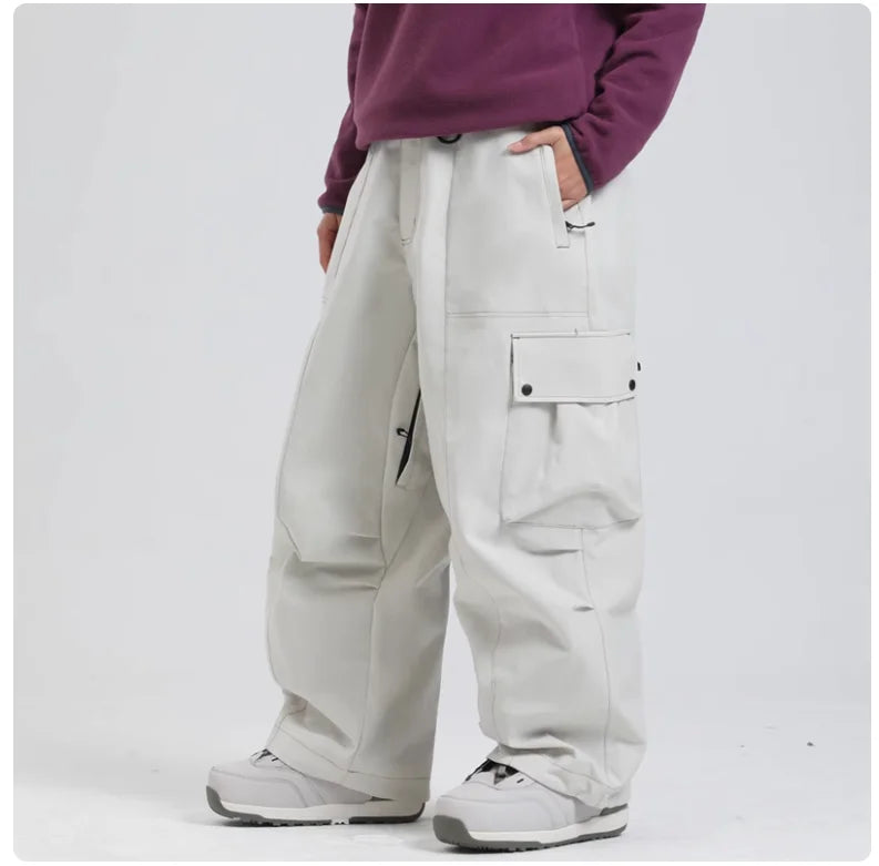 Pantaloni da snowboard impermeabili da uomo – Pantaloni da sci invernali isolati con tasche con cerniera