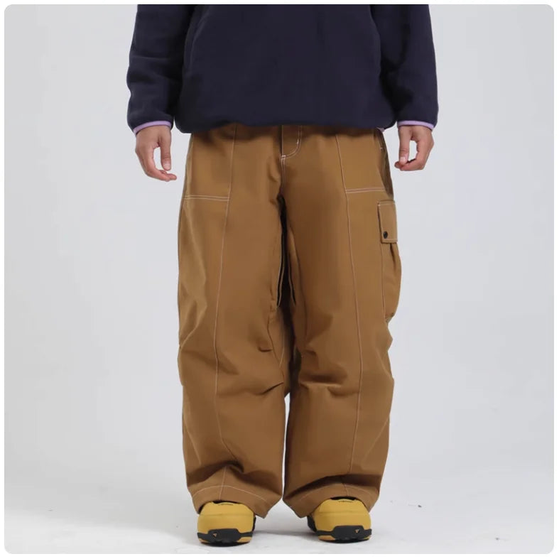 Pantaloni da snowboard impermeabili da uomo – Pantaloni da sci invernali isolati con tasche con cerniera