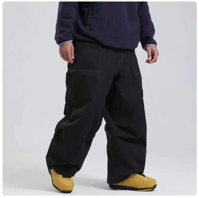 Pantaloni da snowboard impermeabili da uomo – Pantaloni da sci invernali isolati con tasche con cerniera