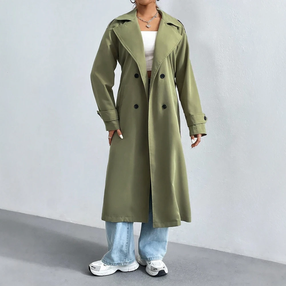 Trench lungo da donna elegante e di lusso - Cappotto doppiopetto