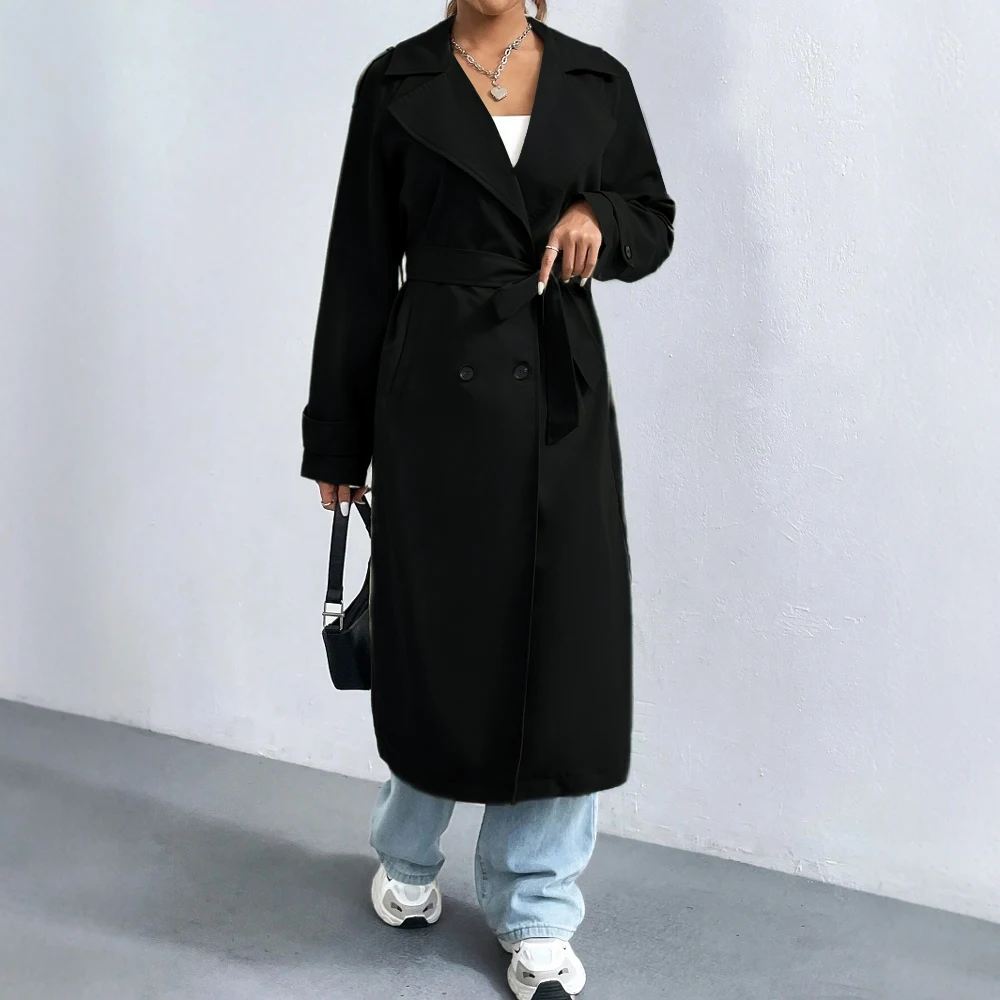 Trench lungo da donna elegante e di lusso - Cappotto doppiopetto