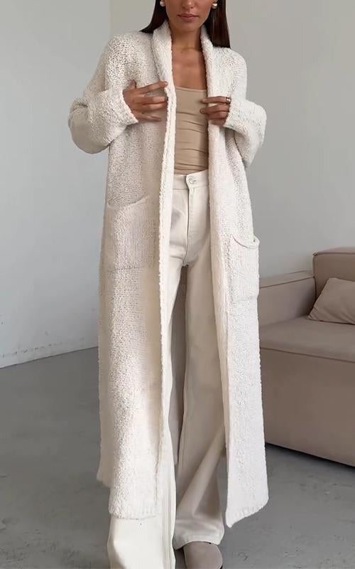 Cardigan lungo lavorato a maglia colorato e alla moda da donna