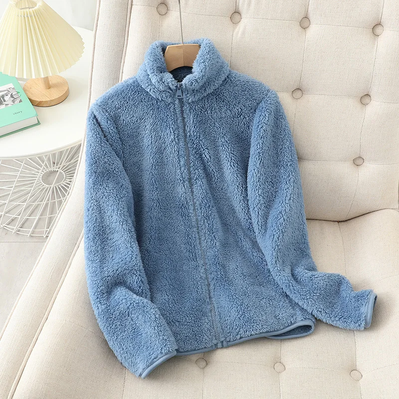Cappotto corto Teddy da donna - Giacca morbida con collo alto e cerniera