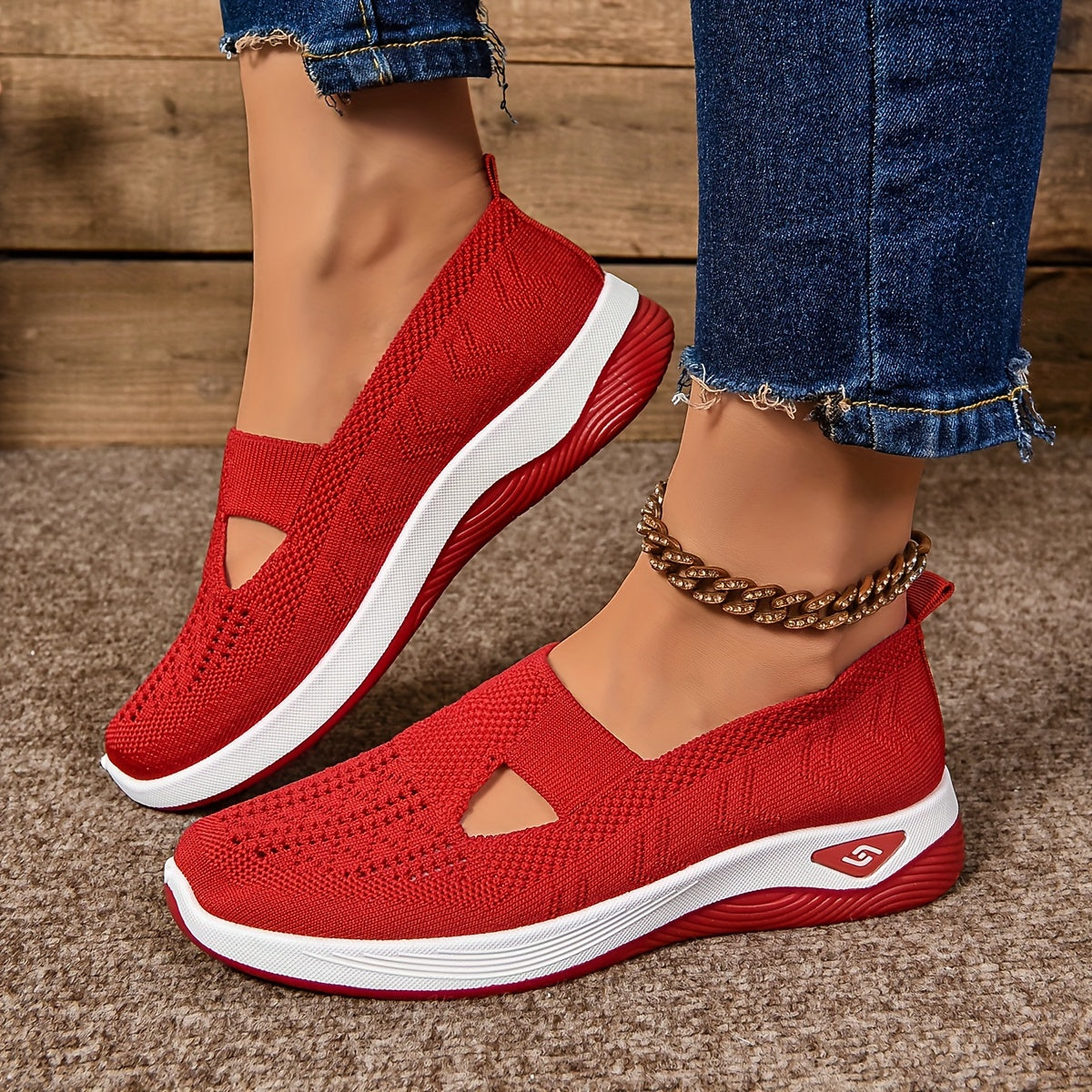Slip on sportive da donna in maglia traspirante – scarpe leggere per uso quotidiano
