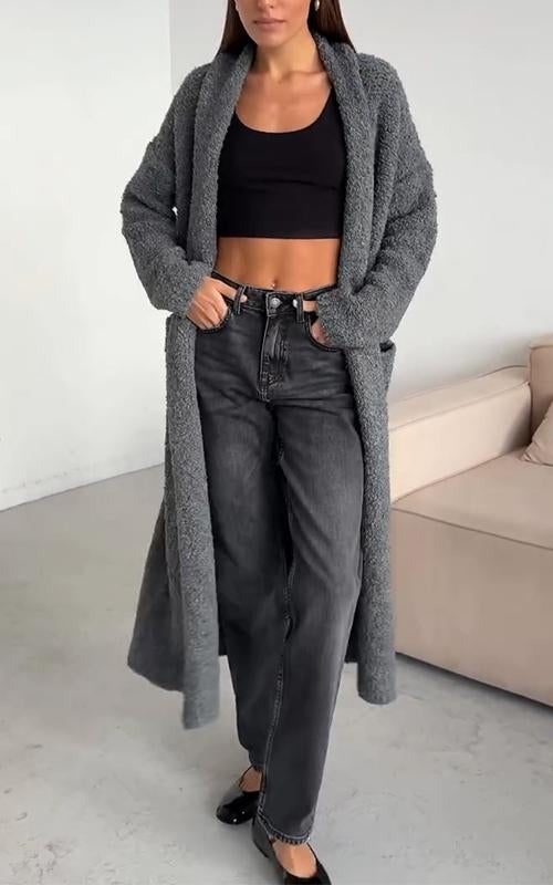 Cardigan lungo lavorato a maglia colorato e alla moda da donna
